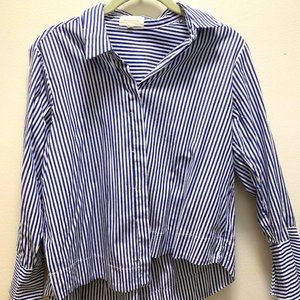 Mello Day Striped Button Down Blue White